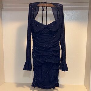 Elegant Navy Long Sleeve Dress